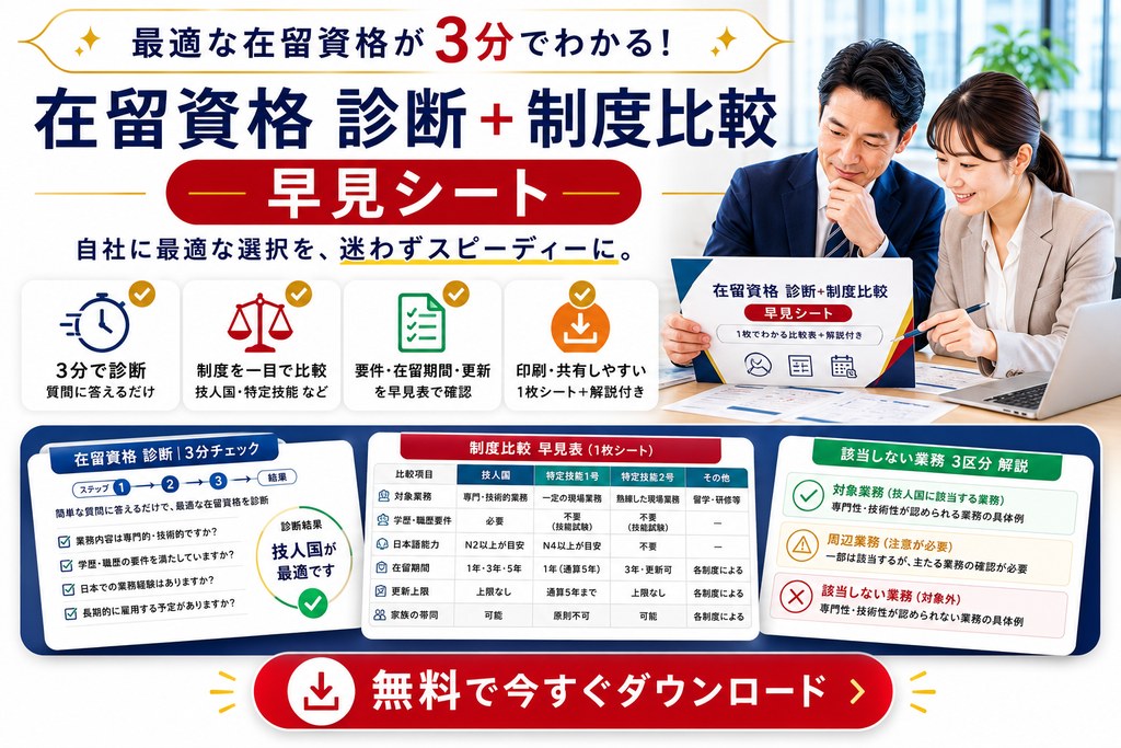 在留資格 診断＋制度比較 早見シート